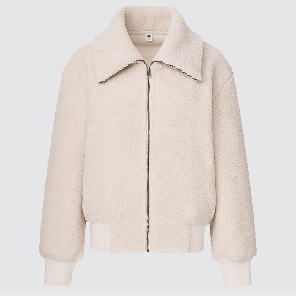 Uniqlo Pile-Lined Fleece Cropped Full-Zip Long-Sleeve Jacket